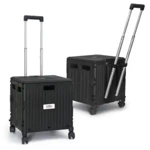 클리나 덮개일체형 4바퀴 접이식 폴딩카트 핸드카트 쇼핑카트 블랙