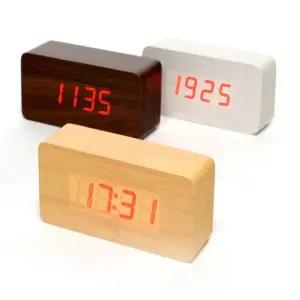 무소음 LED 우드 탁상 시계 2가지 사이즈 택1/빈티지/탁상시계/국산/고급/엔틱/야광전자/LED우드/브라운