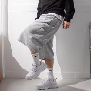 탄탄 와이드 핀턱 카펜터 7부 트레이닝 팬츠 / 남녀공용 원턱 벌룬 편한 회색 버뮤다 추리닝 반바지