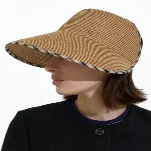 닥스 액세서리 [와이드챙][버클 밴딩스트랩] DD금속 장식 체크배색 라피아 보닛햇 DBHE5E225W3