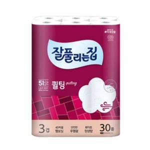 잘풀리는집 퀼팅 3겹 30롤 30m 티슈 화장지 1팩