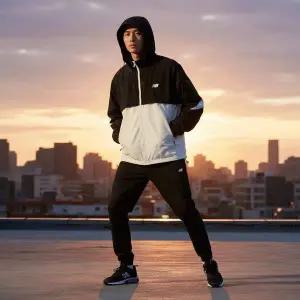 [하프클럽/] NBNAD42843-MX 컬러블록 웜업자켓 공용 트레이닝 바람막이