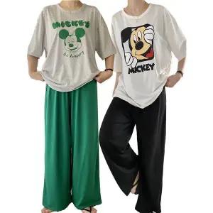 [하프클럽/]디즈니 정품 여성 미키 반팔 홈웨어 트레이닝복 상하의세트