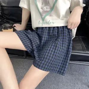 [1개+1개] 썸머 체크 반바지 홈웨어 파자마 린넨 여름 팬츠