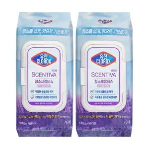 유한락스 청소세정티슈 센티바 프로방스 라벤더향 76매 x2