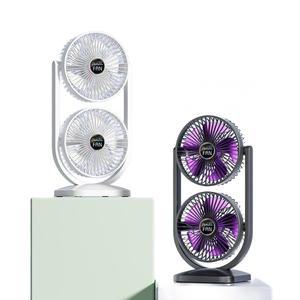 더블 USB 충전식 팬 충전식팬 화이트 2단 저소음 휴대용 원형 선풍기