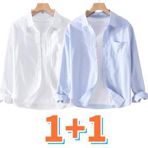 여름 남자 린넨 셔츠 캐주얼 긴팔 남방 2p