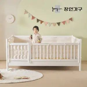 [장인가구]뉴피터 SE0 어린이 원목 저상형 데이베드 올가드형 침대 SS +순면메모리폼 범퍼포함