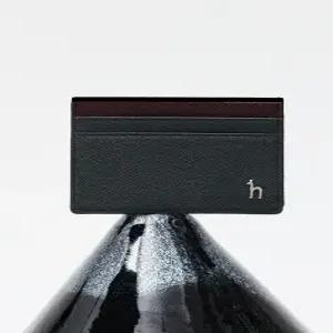 헤지스 액세서리 남성 24FW [스테디셀러]그레이 컬러배색 소가죽 카드지갑 WUHO4F006G3