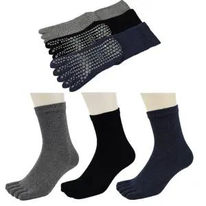 남성용 논슬립 발가락양말 4켤레 남자 미끄럼방지 패션 토우삭스 운동 중목양말