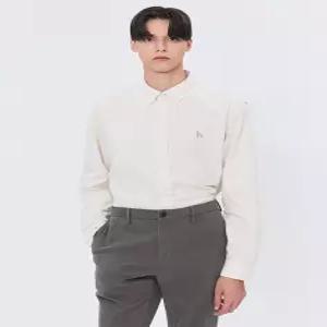 헤지스 남성 24FW [반값세일][스테디셀러] 크림 버튼다운 면 긴팔캐주얼셔츠 WHSH4D502CR