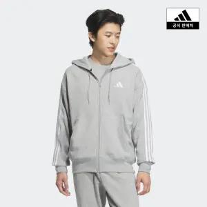 [아디다스](의정부점)[아디다스코리아공식] 에센셜+루즈 핏 3S 프렌치 테리 풀집 후디 [JW6926]
