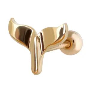 14K GOLD 고래 꼬리 행운 금 피어싱 귀걸이