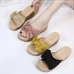 발이편한 여성 쿠션 사무실 통굽 실내 여자 슬리퍼