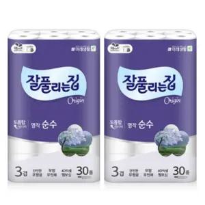 잘풀리는집 명작순수3겹 30m, 30롤, 2개