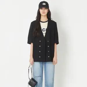 [럭키슈에뜨](센텀시티점)노카라 반소매 더블자켓(앞 안감) LQJAM25540BKX