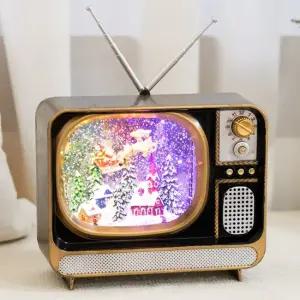 크리스마스 TV 워터오르골 어댑터포함) 고급 LED 대형 장식 30x20cm 스노우볼 소품 용품 매장 데코 무드등