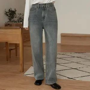 [공구우먼] [제작] 딱 내가 원한 세미와이드 뒷밴딩 데님 팬츠 84264 빅사이즈 여성의류