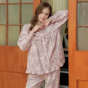 메이플라워 핑크포레스트 긴팔 모달면 여성 빅사이즈 잠옷 세트