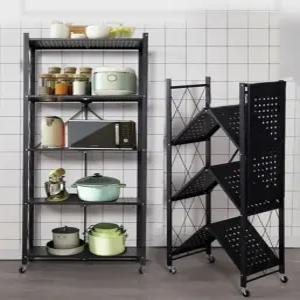 접이식선반 폴딩 원터치 접이식 다용도 수납 선반 이동식 철제 진열대 2가지 칼라