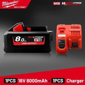 밀워키 배터리 18V 8AH M18HB8 21700 고성능 3AH 5AH 6AH 12AH M12-18FC 충전기 48-11-1850