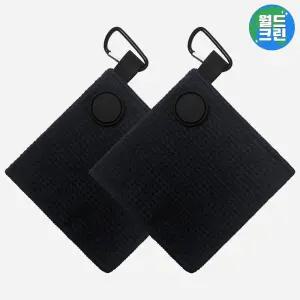 월드크린 극세사 마그넷 골프 볼타올 블랙 2장 수건 타월 라운딩 준비물 필드 캐디 용품