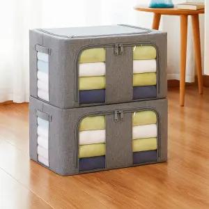 40000KM 와이어 패브릭 리빙박스 이불 옷 접이식 수납 보관함 66L 2개