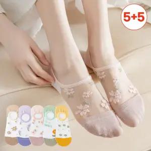[5 + 5] 피어나봄 시스루덧신 페이크삭스 양말 색상혼합 총 10켤레세트