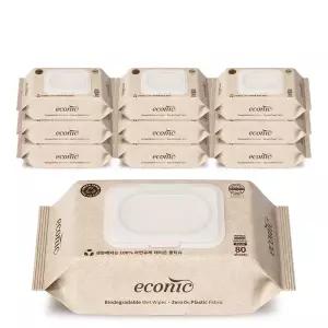 에코닉 브라운 60gsm 엠보싱 플러스 레이온100% 생분해원단 아기물티슈 80매