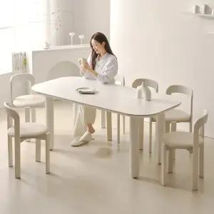 사크미 타원형 포세린 세라믹 식탁 테이블 6인용 1800 저소음 1.8T 철제 레그프레임