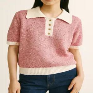 [올리브데올리브][올리브데올리브] 카라배색 금장버튼 짜임니트