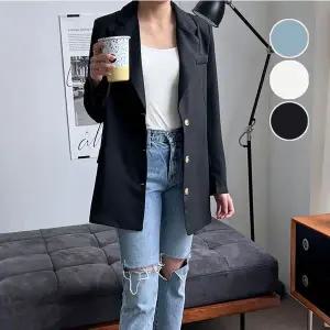 [하프클럽/]봄 가을 여성 트리플 버튼 트윈 베이직 하프 롱자켓