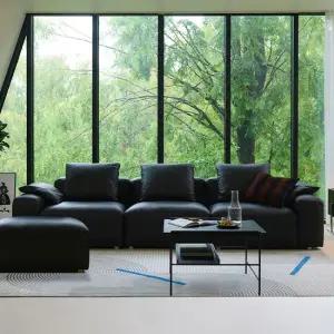 [룸스프레이 증정][다우닝] 모도 4인 모듈 전체 내추럴가죽 소파+스툴