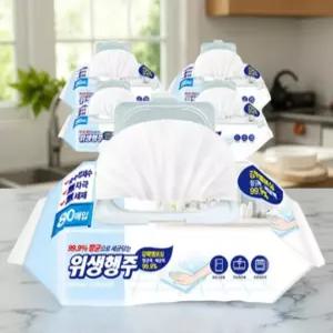 식탁용 물티슈 일회용 식탁 청소 세정 위생 세균 제거 티슈 80매x5개