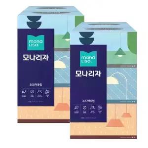 모나리자 미용티슈 300매 6입 2개 총12개 각티슈