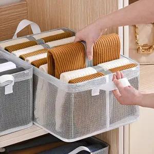 [할인바이할인][1+1+1] 클린메쉬 접이식 철제 투명 리빙박스 세척가능 수납정리함 26L (총3개입)