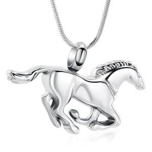 미니리메이션 러닝 말 모양 항아리 펜던트 화장 재를 위한 보석 목걸이 스테인리스 스틸 장례식 기념품