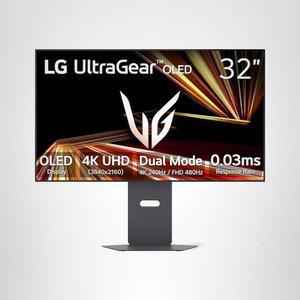LG 32GX870A-B 32인치 울트라기어 4K UHD (3840 x 2160) OLED 게이밍 모니터, 듀얼 모드, 240Hz, 0.03ms, NVIDIA, AMD 프리싱크 프리미엄 프로, VESA 디스플레이 HDR 트루 블랙 400, USB 타입-C, DP2.1, 블랙