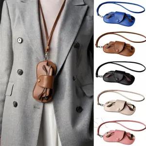 안경집 목걸이 선글라스 케이스 파우치 휴대용 여행용 가죽 안경 보관 선글라스집 가벼운 줄