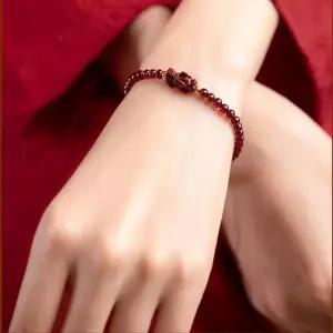 가넷 경면주사 원석 팔찌 행운 부적 소원성취 재물운 비휴액막이 염주팔찌 선물용