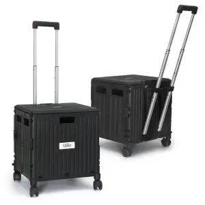 [클리나] 4바퀴 접이식 폴딩카트 핸드카트 쇼핑카트(덮개일체형/블랙)