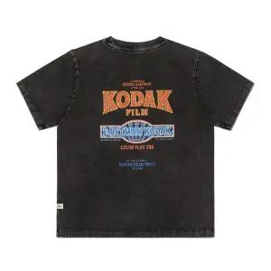 [KODAK]코닥 스노우 워싱 그래픽 반팔 티셔츠 우먼 BLACK K6222LRS11 BLK