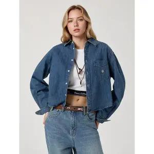 [후아유](김해점)스티브 크롭 데님 셔츠 / WHYJG2334F