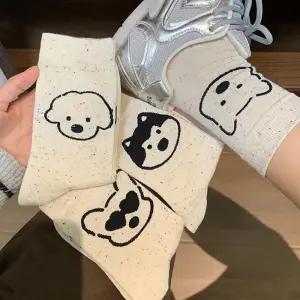 [5켤레 세트] 쿠마 여성 퍼피 포인트 강아지 중목 양말