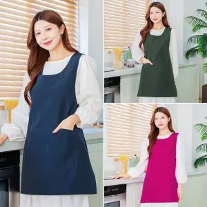 생활방수 엉덩이 덮는 빅사이즈 원피스 앞치마 요양보호사 미용실 네일샵 꽃가게 어린이집