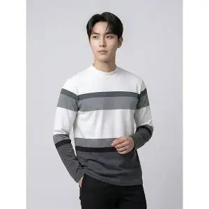 [파크랜드]그린 면블럭 라운드 티셔츠 A1TL2310436A_P416988906