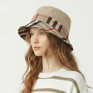 [hat'scompany]여성 봄 여름 고급 체크 버킷햇 중년 벙거지모자