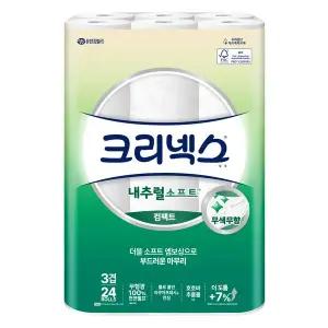 (SSG Only)크리넥스 3겹 내추럴소프트 컴팩트 30M-24롤