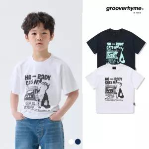 [그루부라임키즈]남아) C/P 싱글 레트로 티비 캣 그래픽 반팔티 (세미오버핏)(2COLOR) (LITMCTR809M)