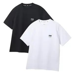 지프 반팔 티셔츠 남여공용 오버핏 반팔티 화이트 블랙 2팩
